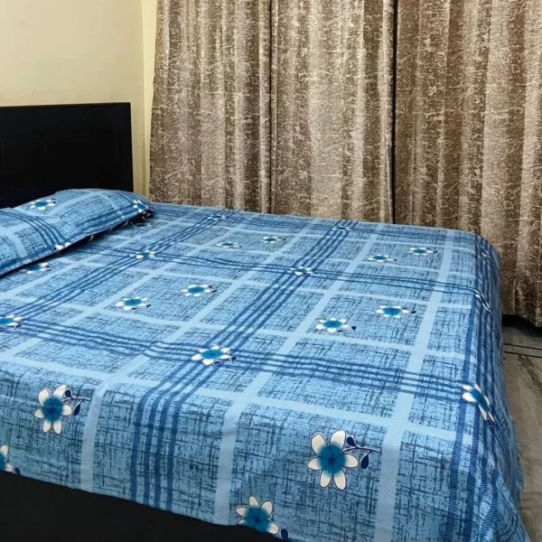 Light blue printed bedsheet for double bed