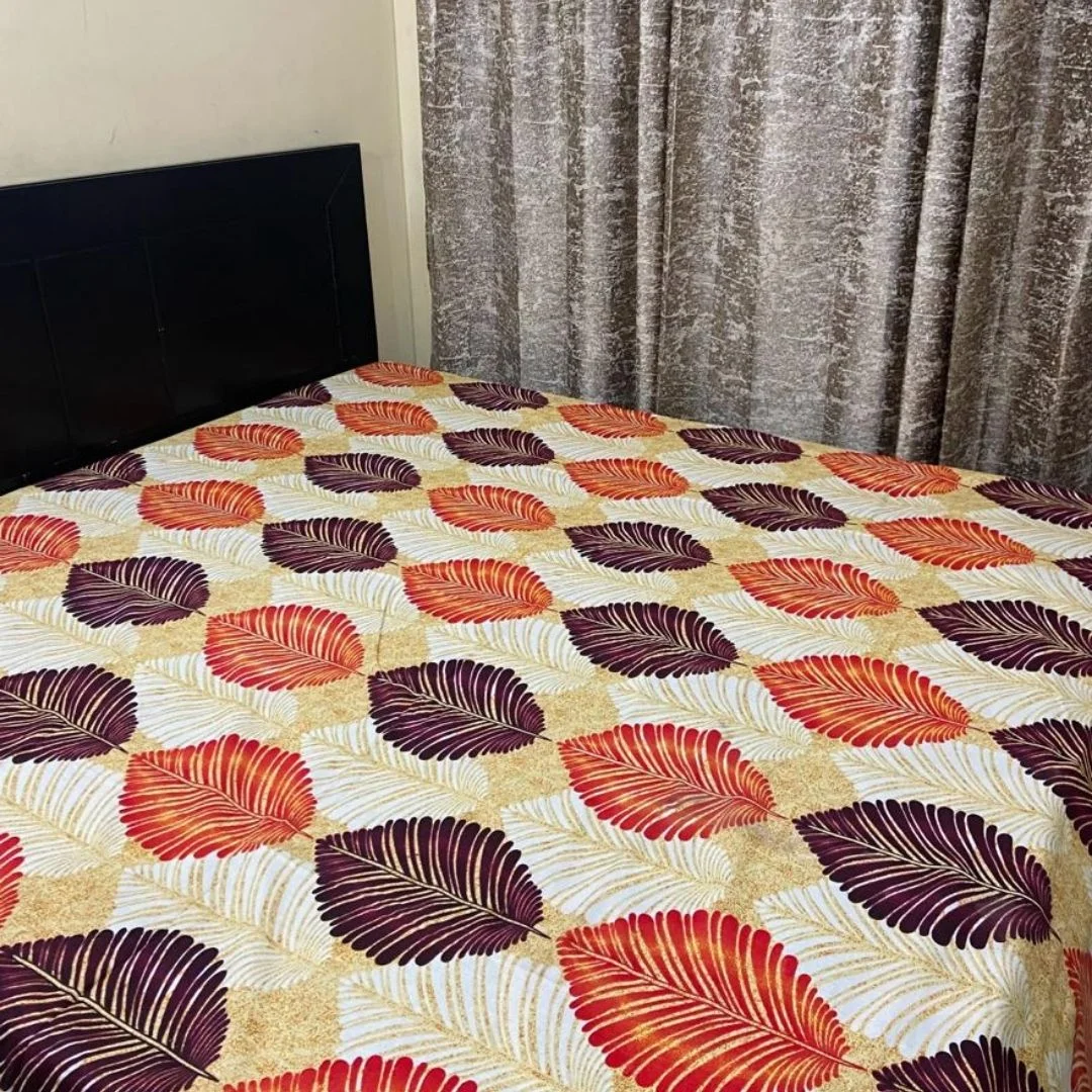 leafy pattern double bedsheets