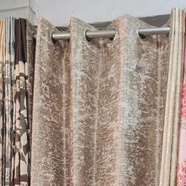 brown curtains with plain floral look