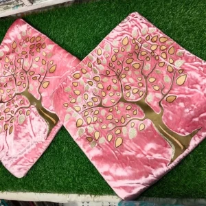 Pink with tree print velvet cushion covers online