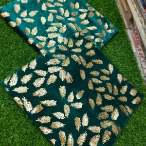 Velvet blue cushion covers with leafy print