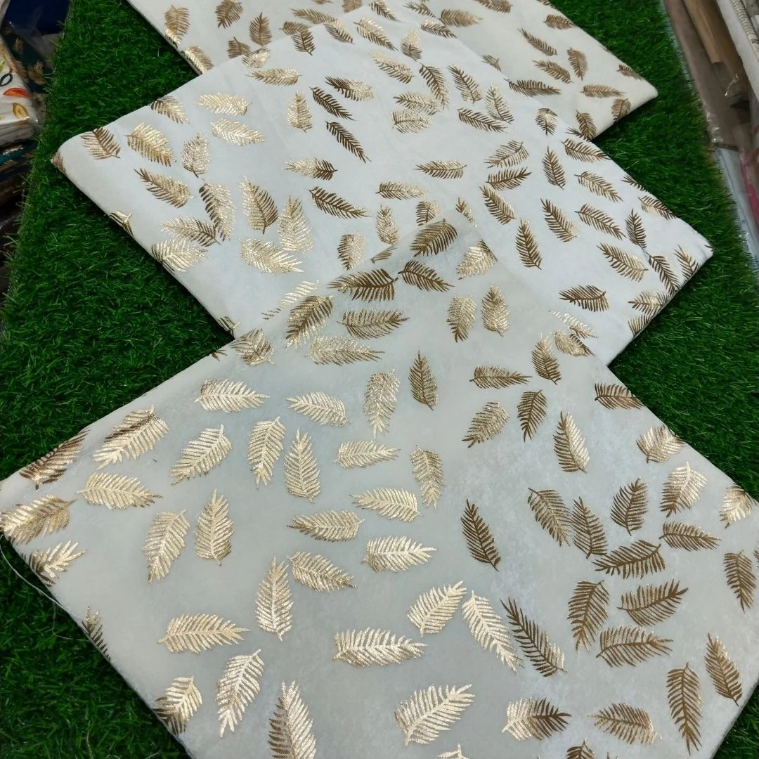 White cushion covers with golden leafy print, set of 5 in 600 rupees only