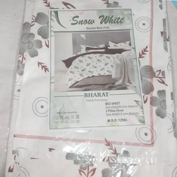 white bedsheet with flowery print for double bed