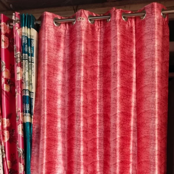 red curtains with floral plain curtains