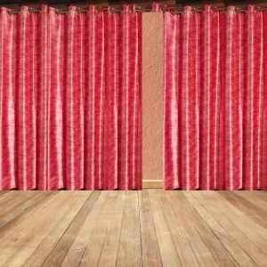 Red plain curtains floral shine perpeft for door curtains and window too.