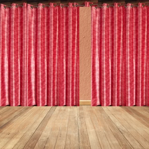 Red plain curtains floral shine perpeft for door curtains and window too.